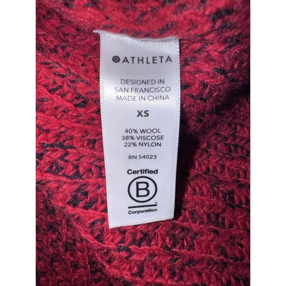 Athleta Womens Sierra Crew Neck Marled Sweater Wool Blend Red Size XS - Picture 6 of 9